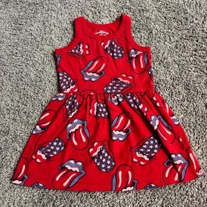 Rolling Stones Toddler Girls Dress Red USA Tongue Logo Sleeveless Size 2T